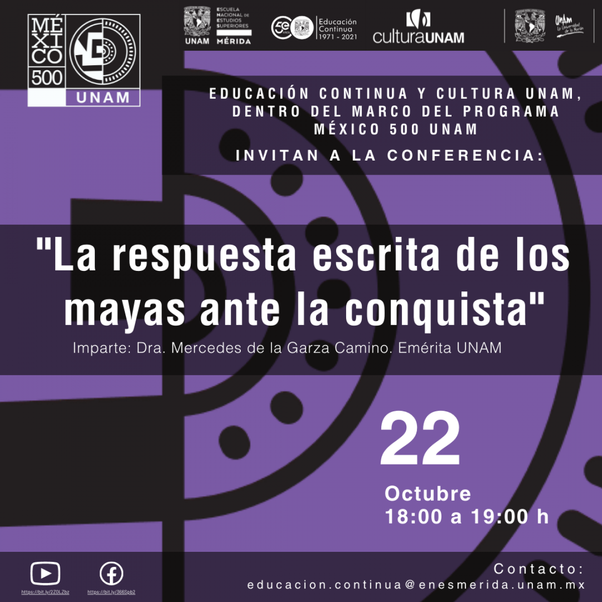 Cartel de la conferencia La respuesta escrita de los mayas ante la conquista