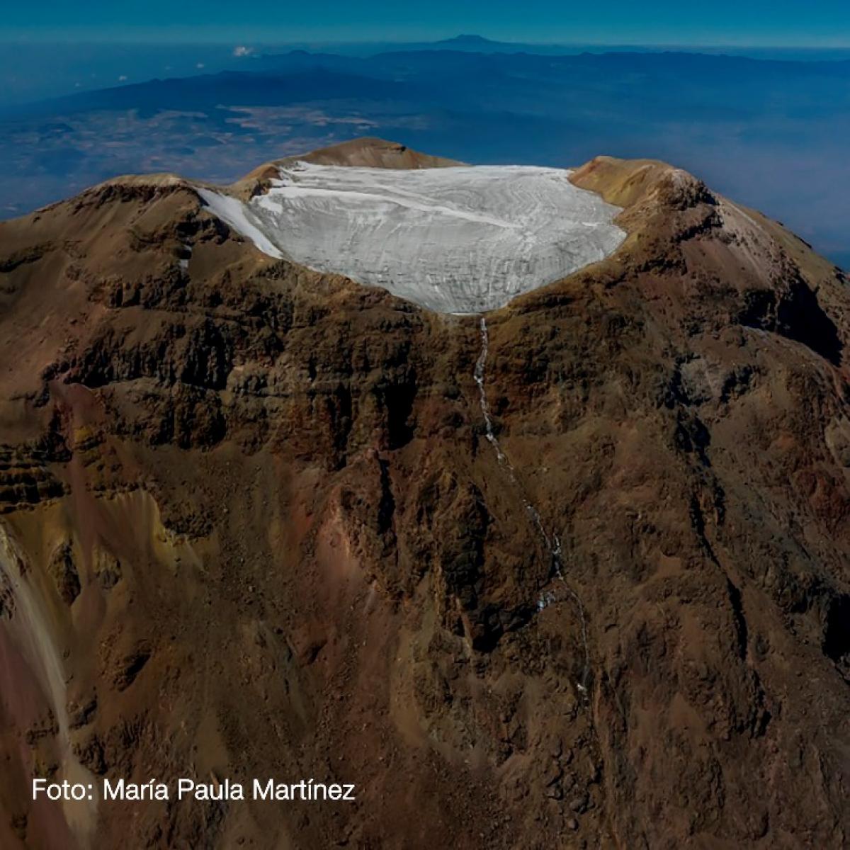 Fotografía del glaciar del pecho del Iztaccíhuatl realizada por María Paula Martínez.